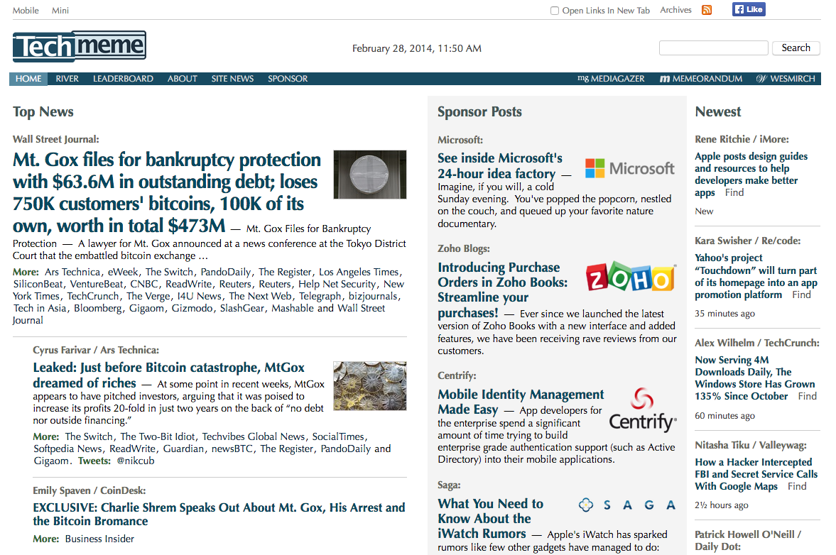 Techmeme homepage (2014)